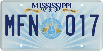 MS license plate MFN017