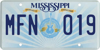 MS license plate MFN019