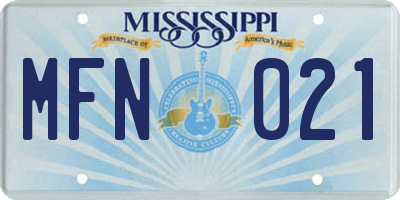 MS license plate MFN021