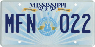 MS license plate MFN022