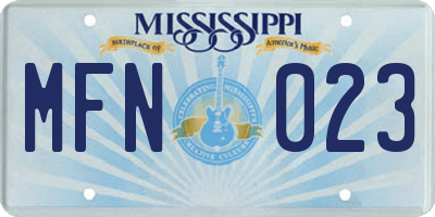 MS license plate MFN023