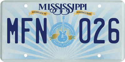 MS license plate MFN026
