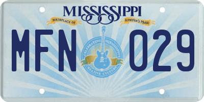 MS license plate MFN029