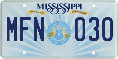 MS license plate MFN030