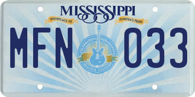 MS license plate MFN033