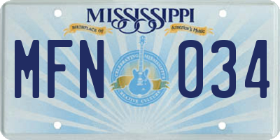 MS license plate MFN034