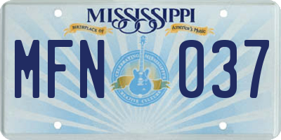 MS license plate MFN037