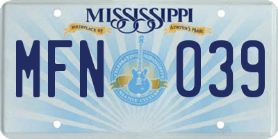 MS license plate MFN039