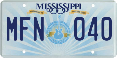 MS license plate MFN040