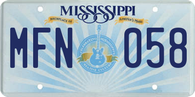MS license plate MFN058