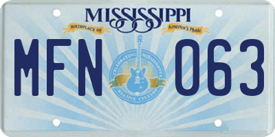 MS license plate MFN063