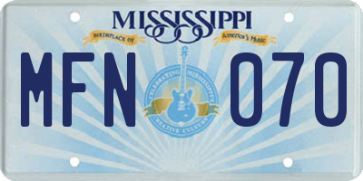 MS license plate MFN070