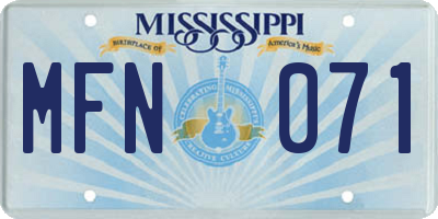 MS license plate MFN071