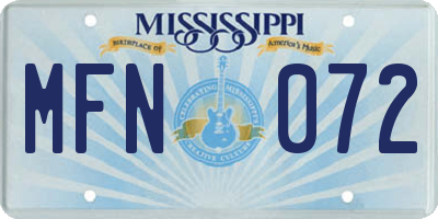 MS license plate MFN072