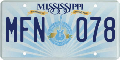 MS license plate MFN078