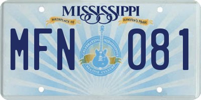 MS license plate MFN081