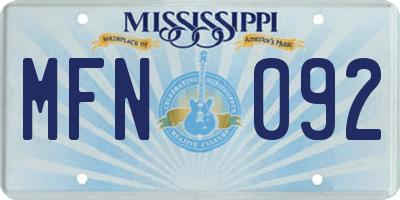 MS license plate MFN092