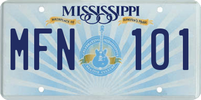 MS license plate MFN101