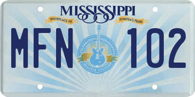 MS license plate MFN102