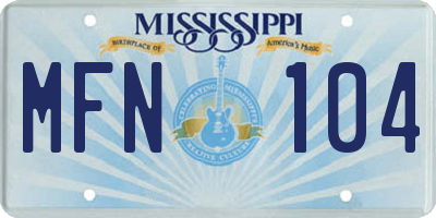MS license plate MFN104