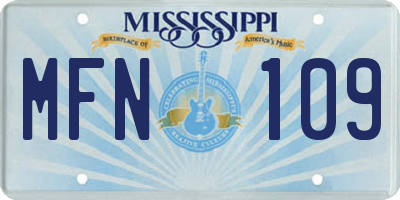 MS license plate MFN109