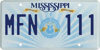 MS license plate MFN111