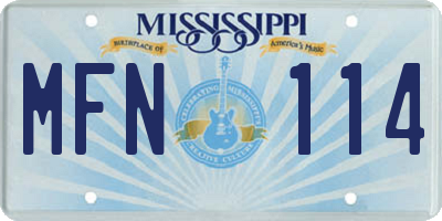 MS license plate MFN114