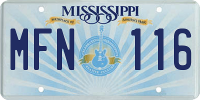 MS license plate MFN116