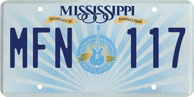 MS license plate MFN117