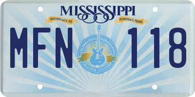 MS license plate MFN118