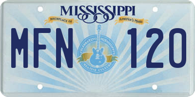 MS license plate MFN120