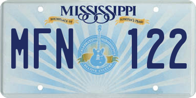 MS license plate MFN122
