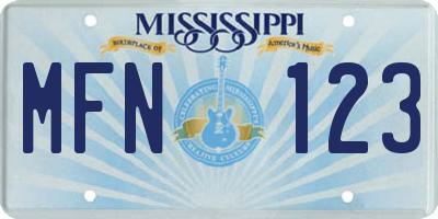 MS license plate MFN123