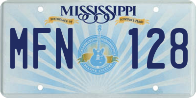 MS license plate MFN128