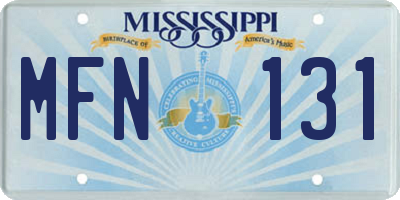 MS license plate MFN131