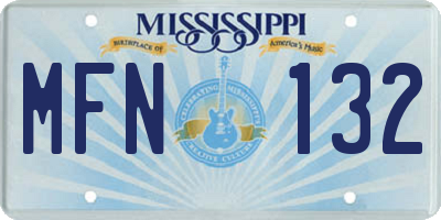 MS license plate MFN132