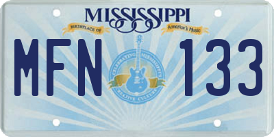 MS license plate MFN133