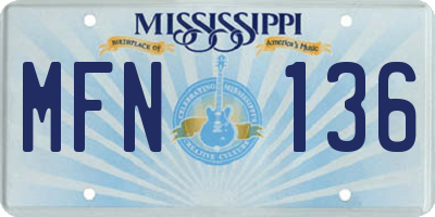 MS license plate MFN136