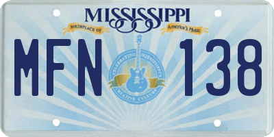 MS license plate MFN138