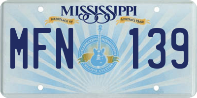 MS license plate MFN139