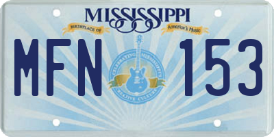 MS license plate MFN153
