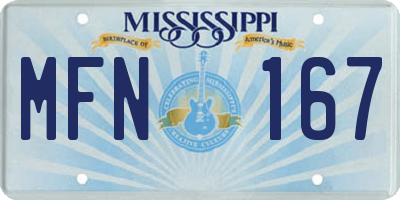 MS license plate MFN167