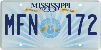 MS license plate MFN172