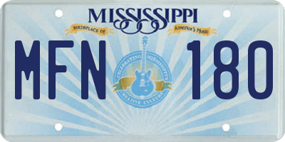 MS license plate MFN180