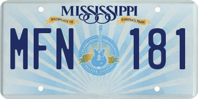 MS license plate MFN181