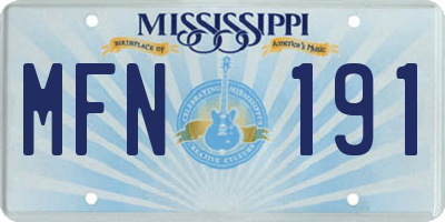 MS license plate MFN191