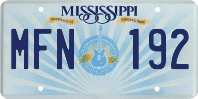 MS license plate MFN192