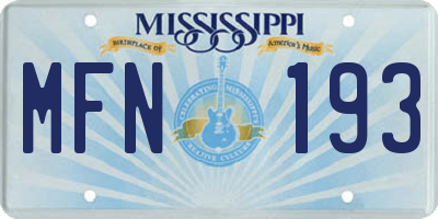 MS license plate MFN193