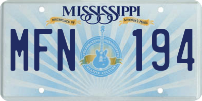 MS license plate MFN194
