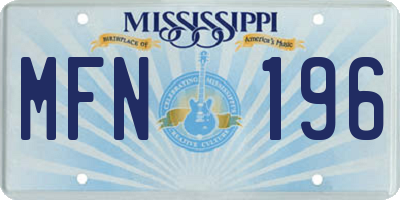 MS license plate MFN196